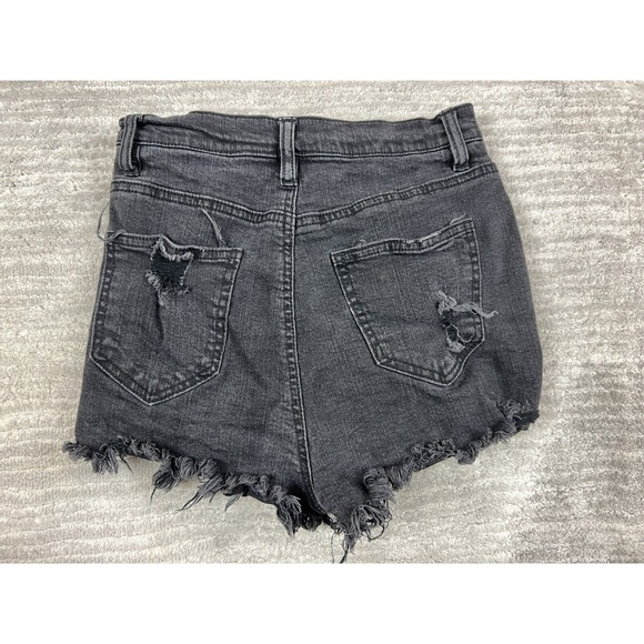 Refuge Shorts Womens‎ 4 Black Denim High Rise Cheeky Jean Distressed - Picture 6 of 11